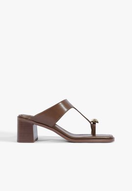 Sandália Mule Elysa Couro Marrom