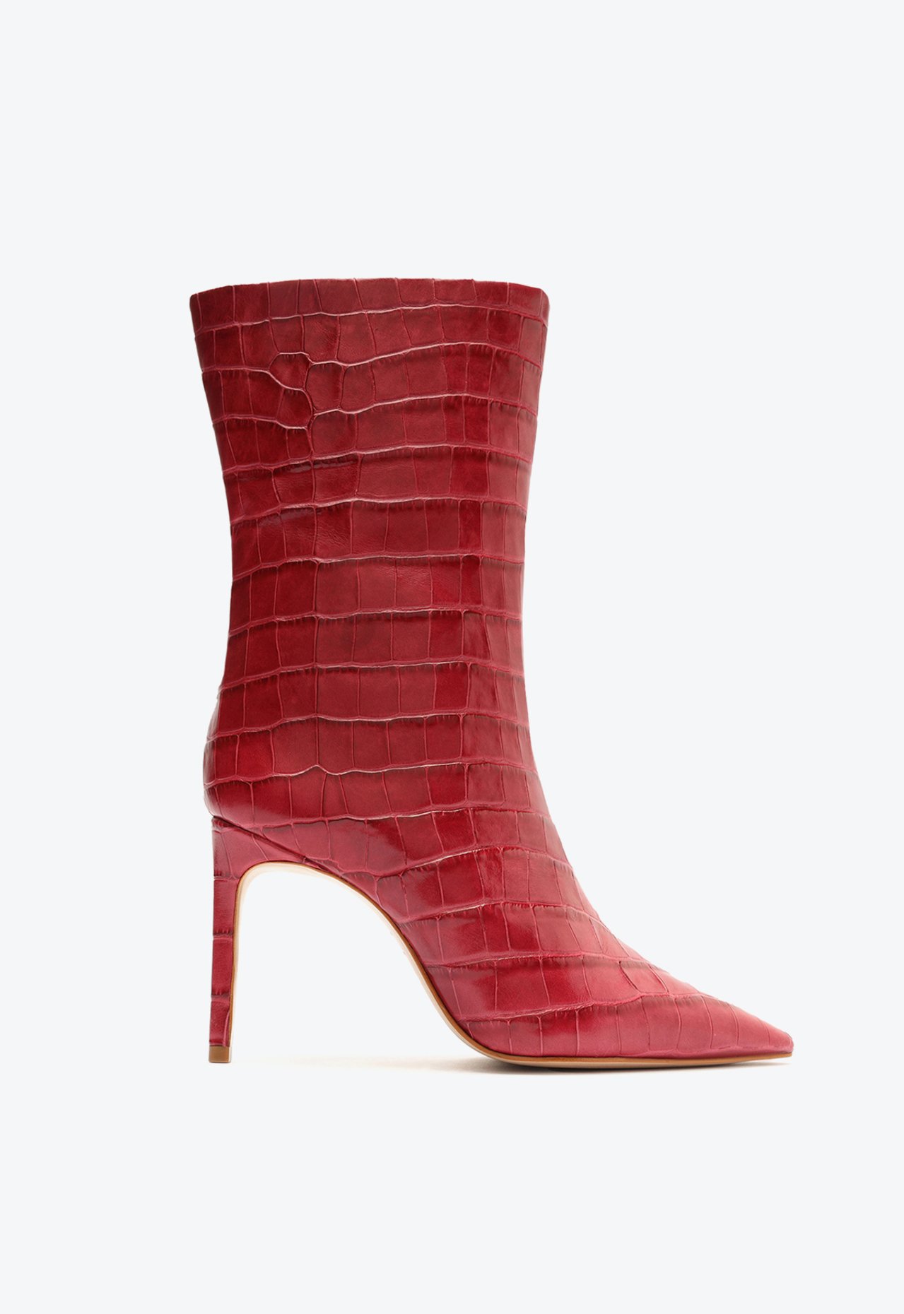 Bota Mary Salto Fino Cano Médio Couro Vermelho | Schutz