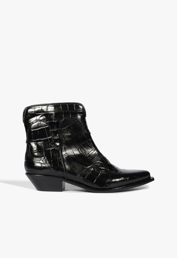 Bota Tennesse Couro Croco Preta