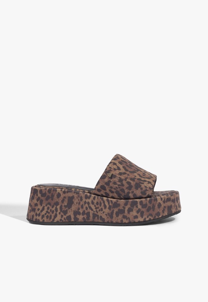 Sandália Plataforma Cortiça Metais Animal Print