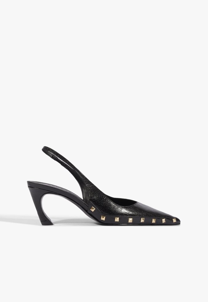 Slingback Lexi Studs Couro Preto