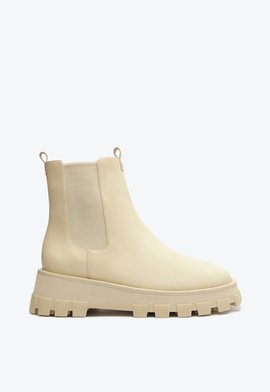 Bota Tratorada Elástico Couro Bege