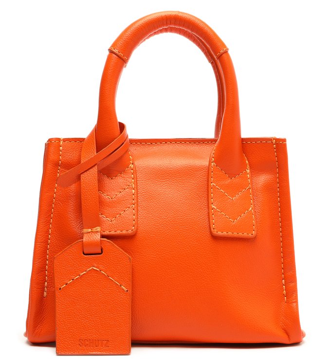 Bolsa Baby Tote Pequena Agnes Couro Laranja