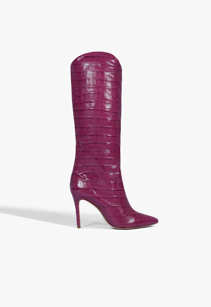 Bota Cano Alto Croco Rosa