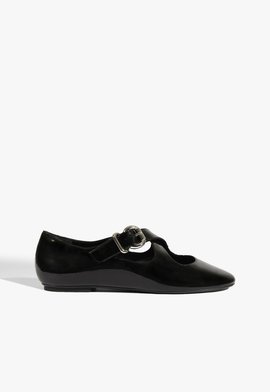 Sapatilha Myriam Flat Couro Animal Preta