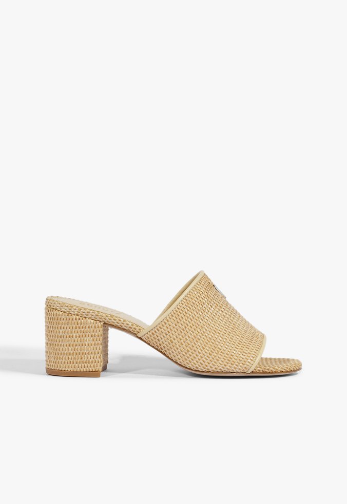 Mule Block Heel Ráfia