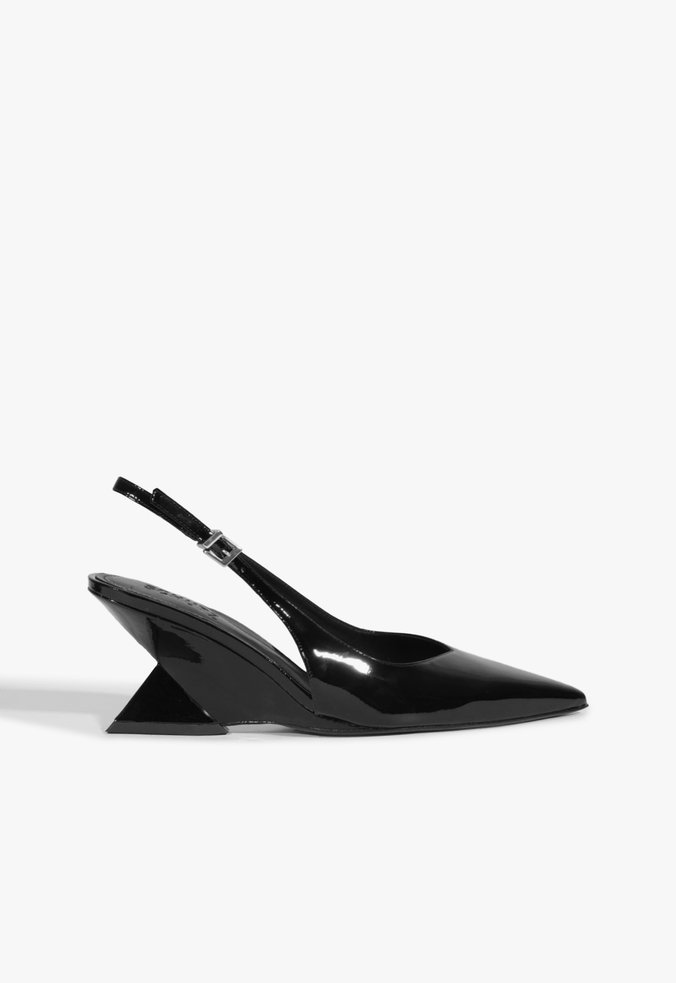 Slingback Verniz Preto