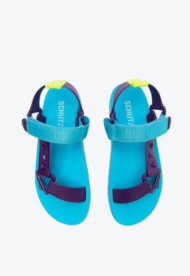 Sandália Papete Jellys Plástico Azul e Roxa