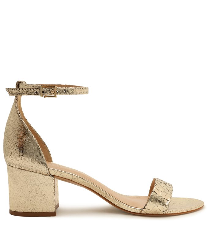 Sandália Block Heel Craquele Platina