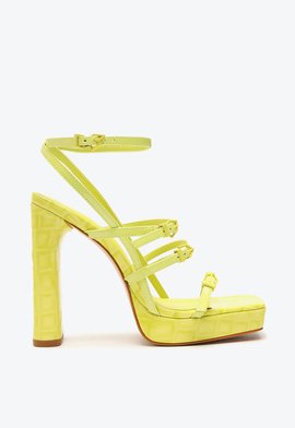 Sandália Tiras Couro Amarelo