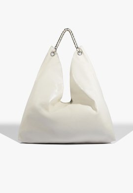 Bolsa Hobo Vinil Preta Branca