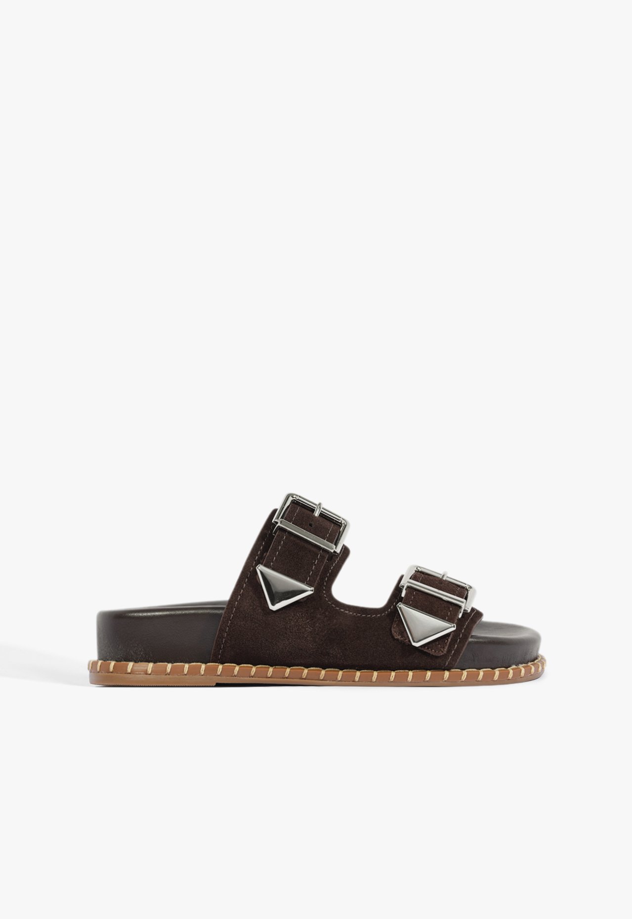Sandália Papete Camurça Triangle Marrom | Schutz