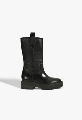 Bota Cano Alto Couro Preta