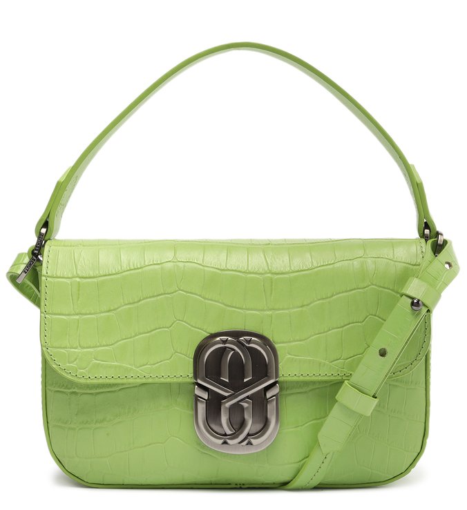 Bolsa Tiracolo Ssnaps Couro Croco Verde Neon