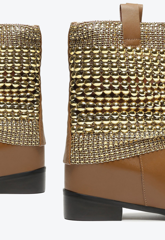 Bota schutz hotsell malha metal dourada
