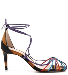 Sandália Mid Heel Lace-Up Zebra & Color