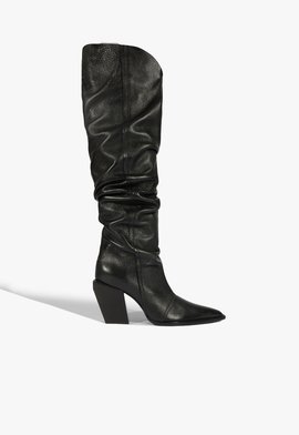 Bota Over The Knee Couro Preta