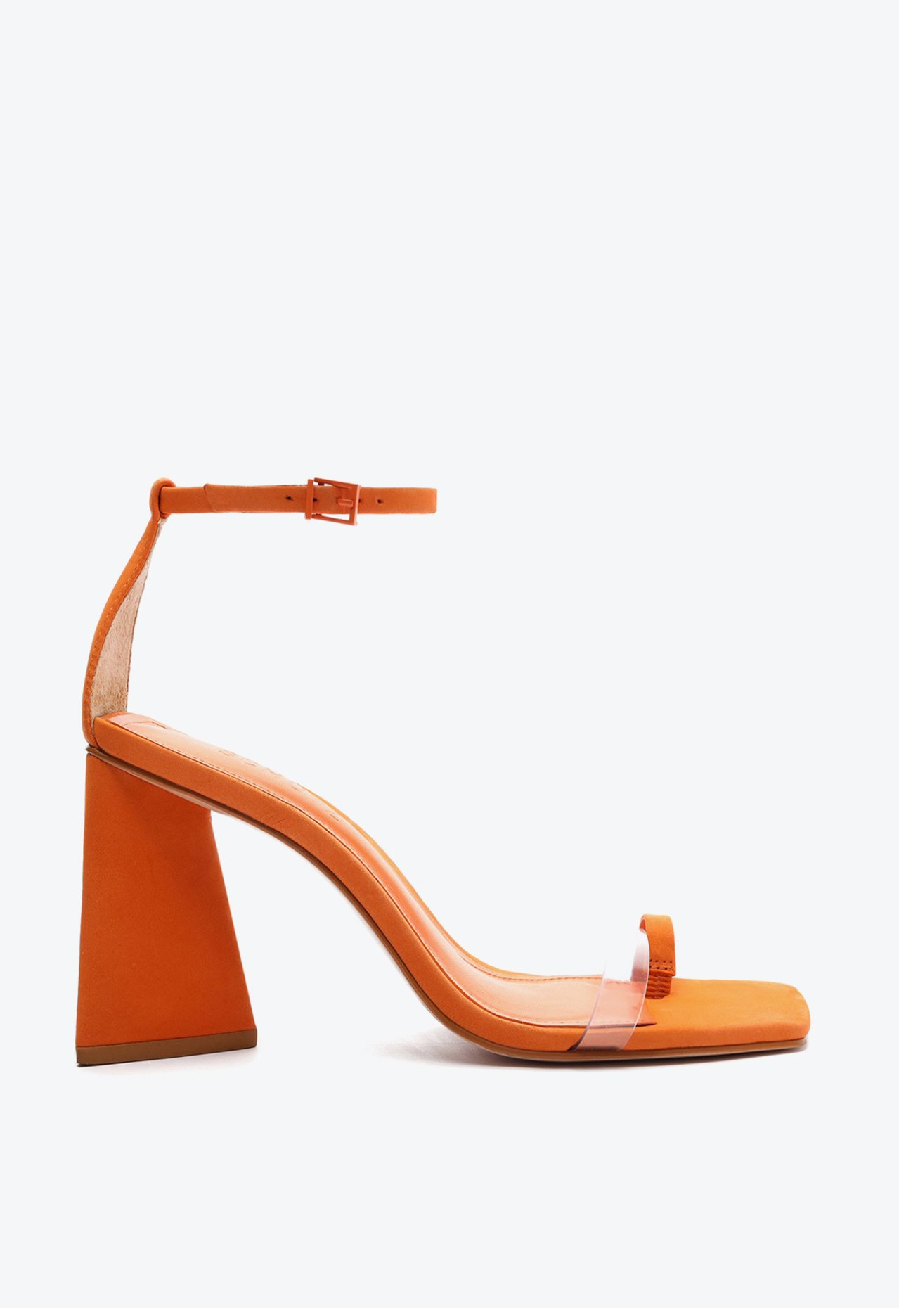Sandália Salto Triangle Avva Nobuck Transparente Laranja | Schutz