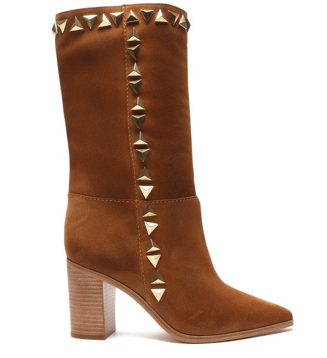 Bota Cano Médio Camurça Triangle Marrom