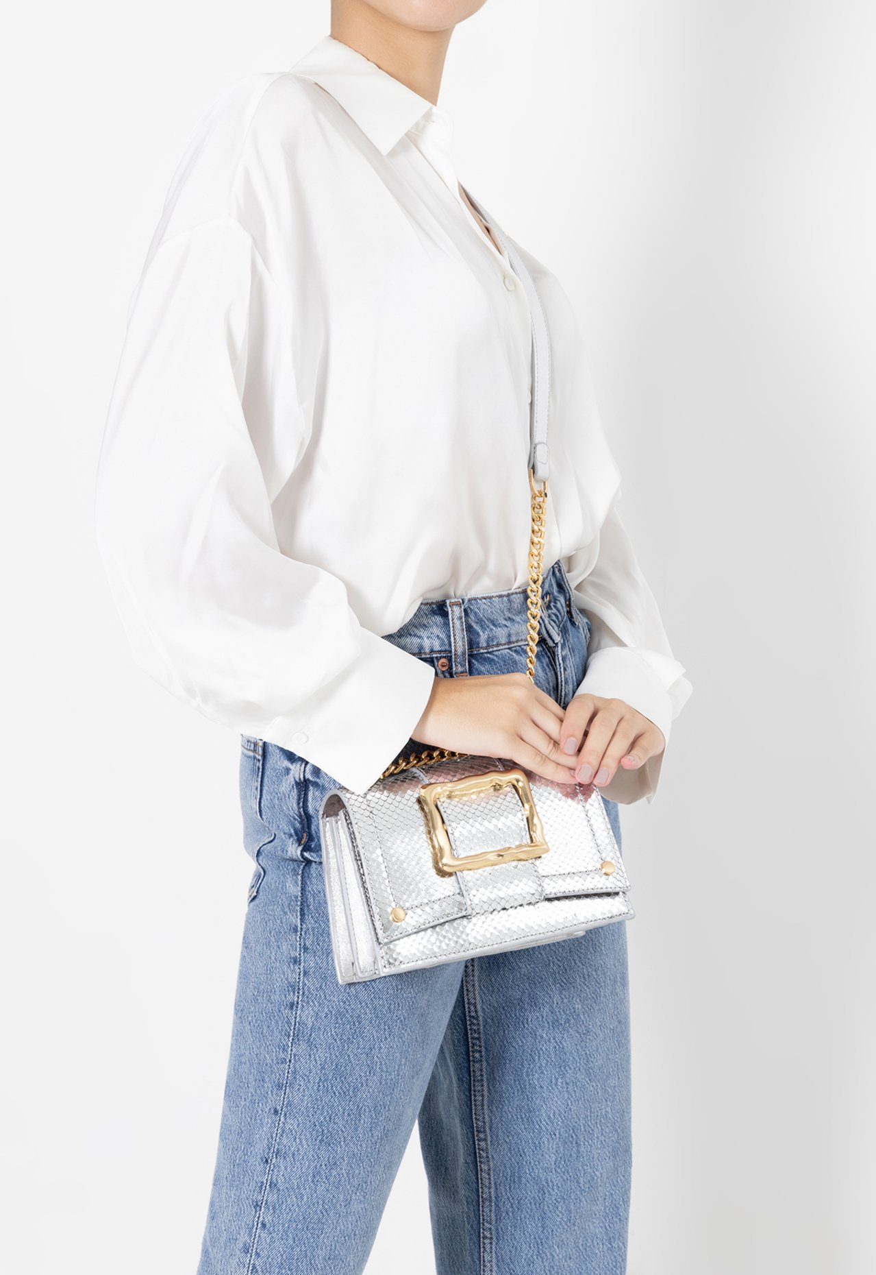 Bolsa Tiracolo Jade Couro Prateada | Schutz