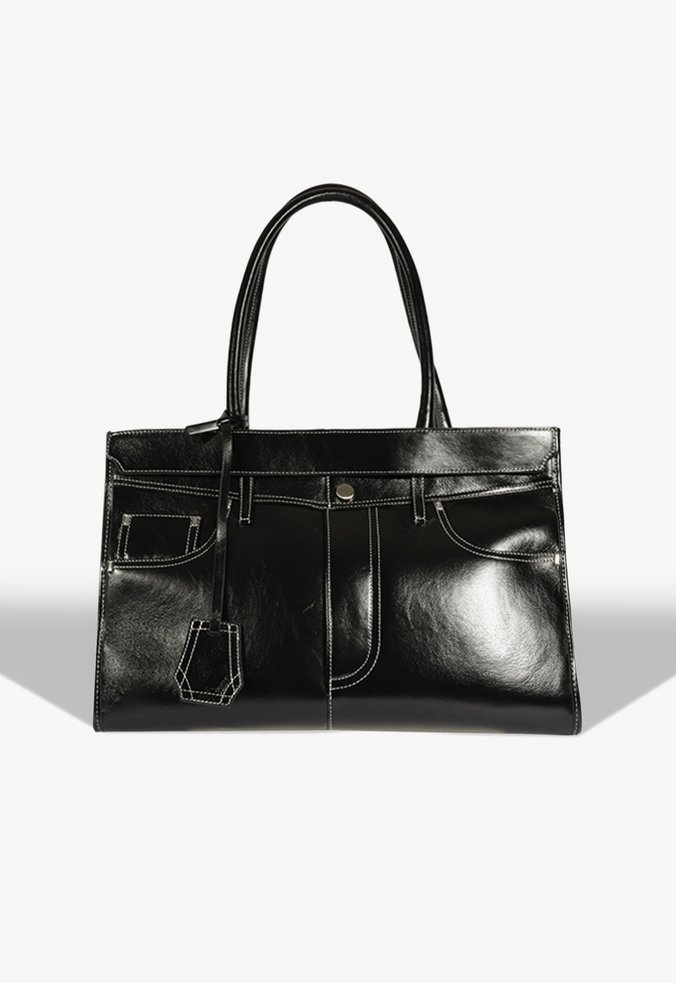 Bolsa Tote Trouser Bag Couro Preta
