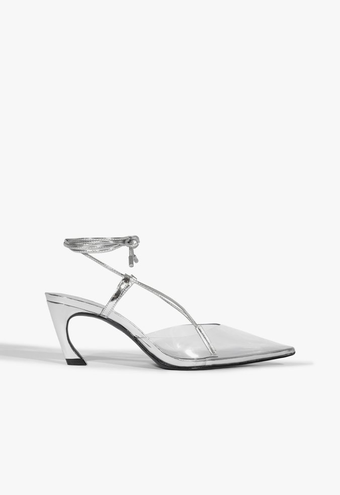 Scarpin Elvyra Mid Vinil Prateado