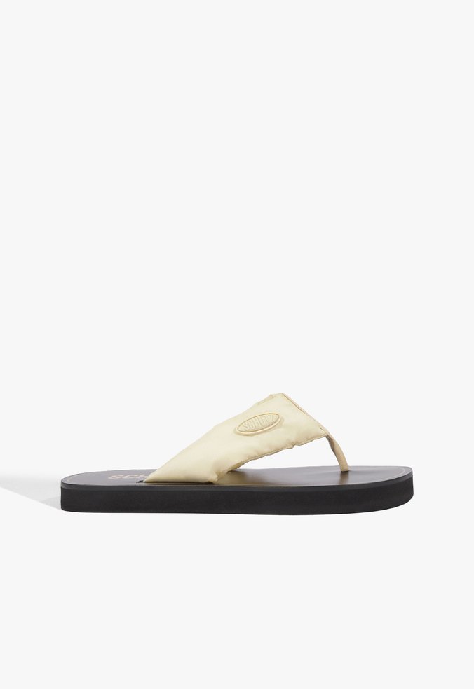 Sandália Flatform Tira V Preta Nude