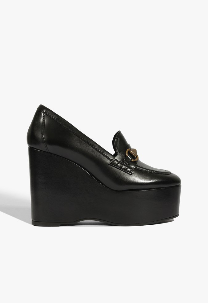 Mocassim Plataforma Angel Couro Preto