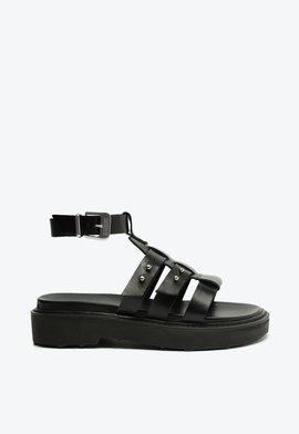 sandália Tratorada Couro Preto