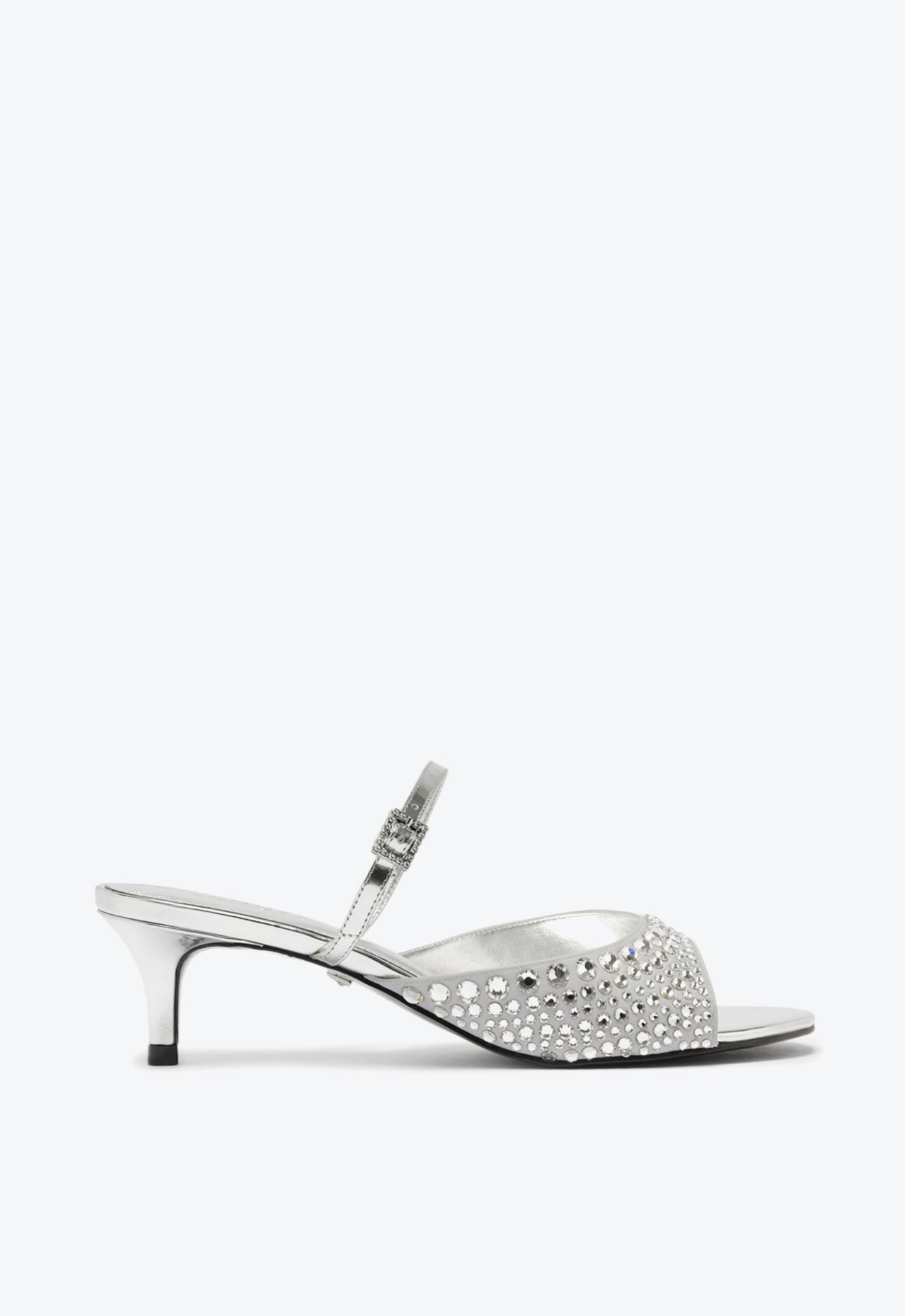 Tamanco Louise Low Tecido Prateada Crystal by Swarovski | Schutz