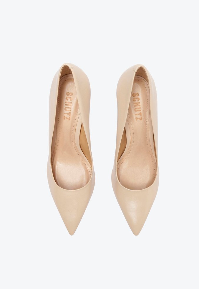Sapato Scarpin Salto Alto Couro Verniz Bege Sapato Scarpin Salto Alto Couro Verniz Bege