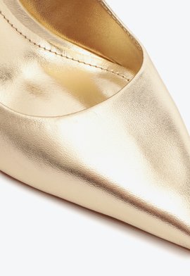 Sapato Scarpin Lena Low Couro Dourado