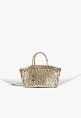 Bolsa Tiracolo Tote Mia Couro Dourada