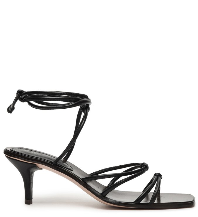 Sandália Mid Heel Strings Black Sandália Mid Heel Strings Black