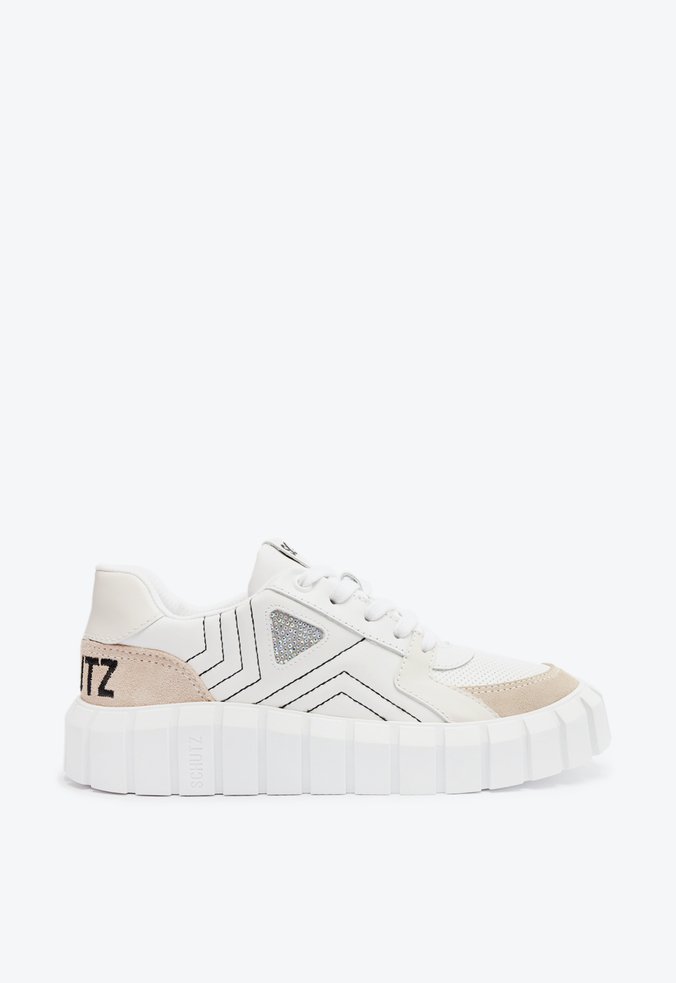 Tênis Mix de Couro Branco