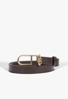 Cinto Fino Fivela Croco Marrom