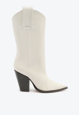 Bota Western Cano Alto Couro Branca