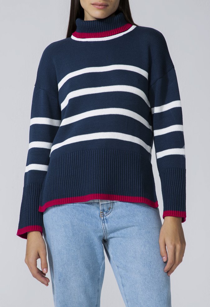 Tricot Listra Lorenna Azul Escuro