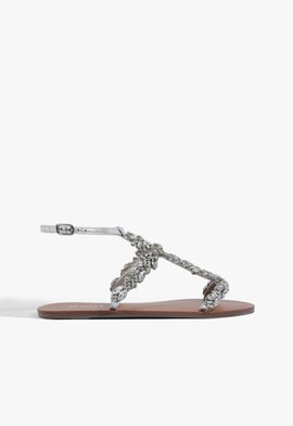 Sandália Rasteira Metallic Prata