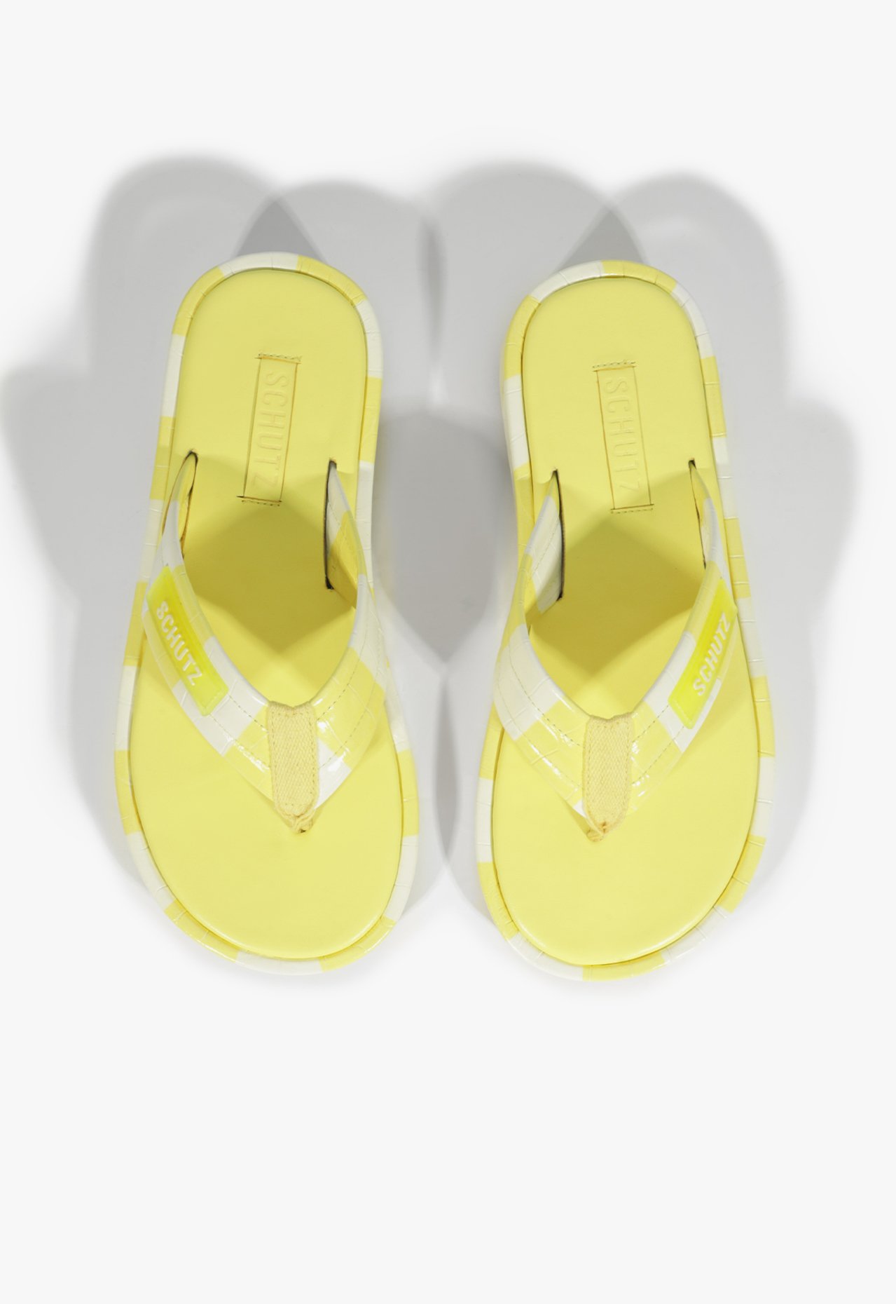 Chinelo Zoe Listras Amarelo Neon | Schutz