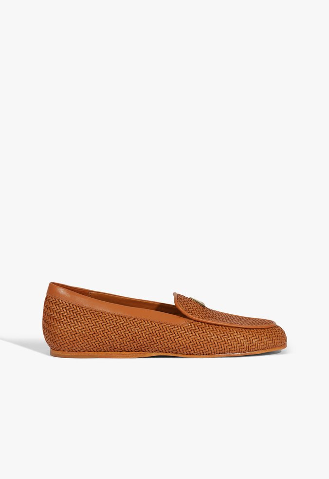 Mocassim Couro Trama Marrom