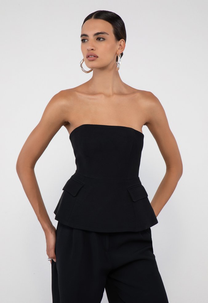 TOP TOMARA QUE CAIA MELODY CREPE PRETO