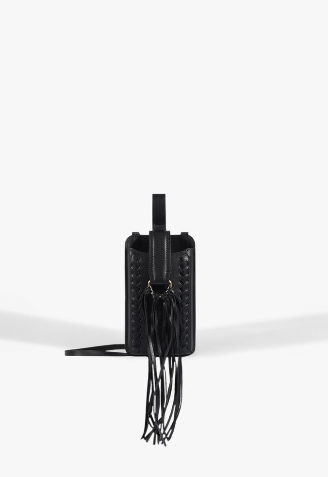 Porta Celular Vena Couro Preto