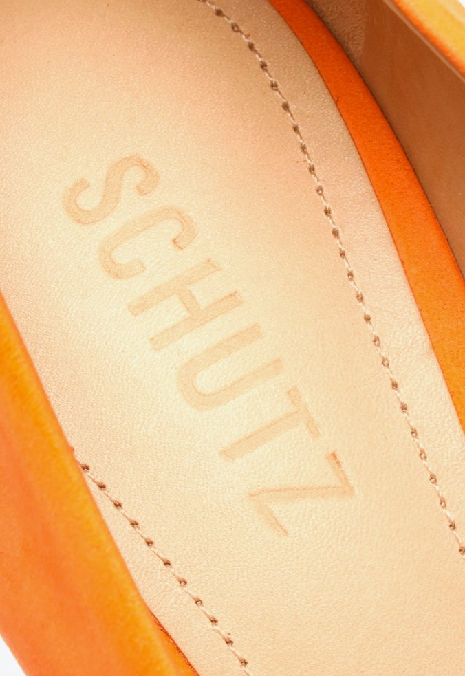 Sapato Scarpin Salto Alto Nobuck Laranja Sapato Scarpin Salto Alto Nobuck Laranja