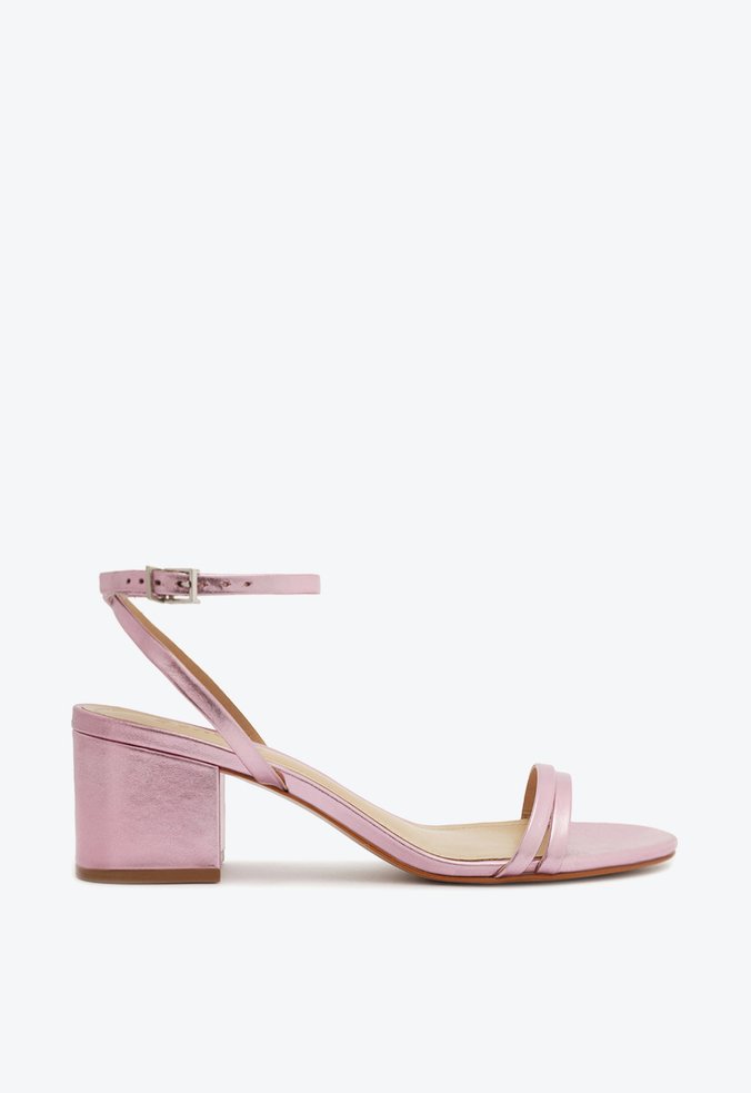 SANDÁLIA SALTO BLOCO COURO ROSA