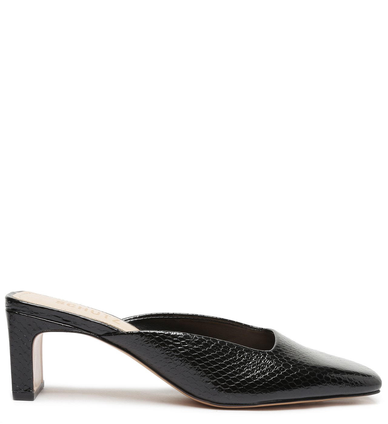 Sapato Mule Quadrada Snake Preta | Schutz