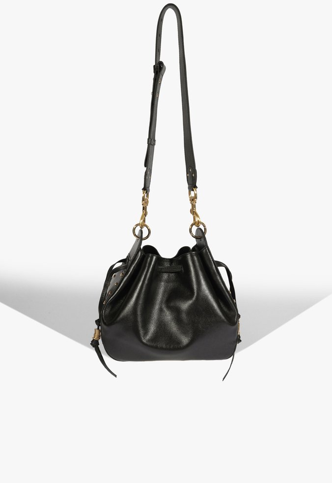 Bolsa Tiracolo Bucket Hazel Couro Preta