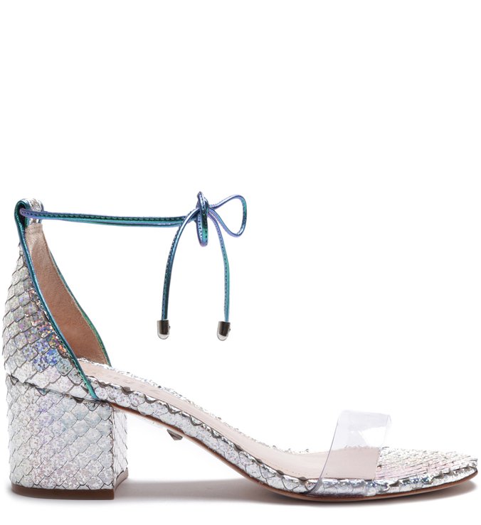 Sandália Block Heel Vinil Snake Prata Sandália Block Heel Vinil Snake Prata