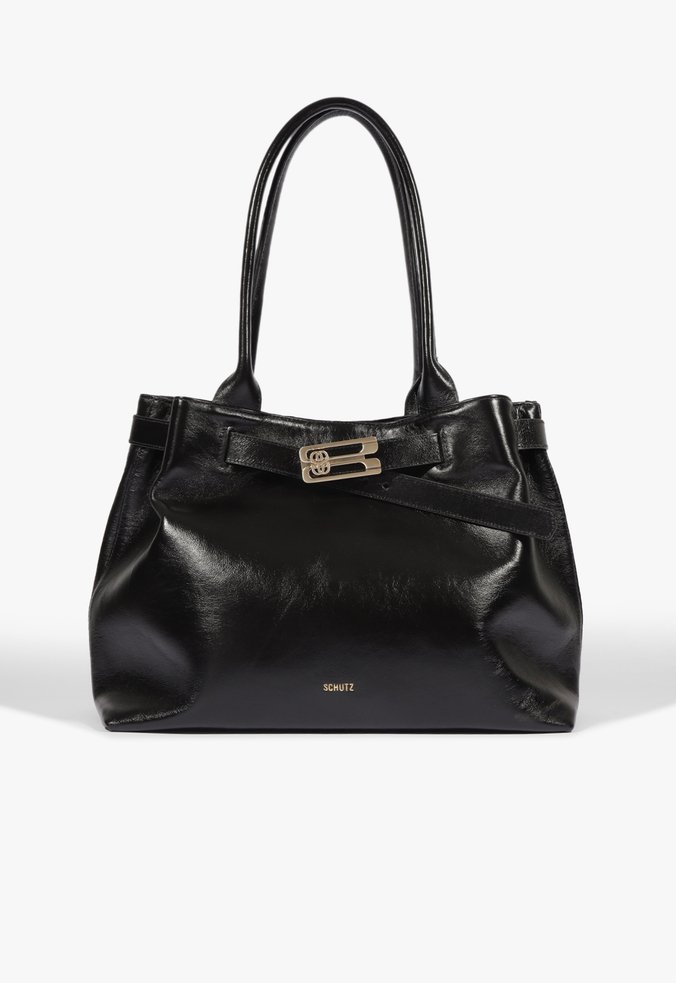 Bolsa Heather Tote Grande Couro Preta