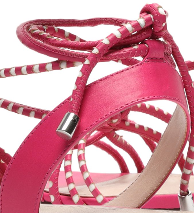 Sandália Rasteira Strings Texture Pink